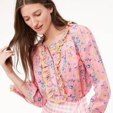 Load image into Gallery viewer, J. Crew NWOT Cotton poplin ruffle blouse in Liberty® Wheat Bouquet floral print