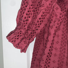 Load image into Gallery viewer, 2XL Lane Bryant Maroon Pink Eyelet Off Shoulder Blouse