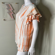 Load image into Gallery viewer, Size XXL Knox Rose Tangerine Orange Tie Dye Lace Ruffle Sleeve Top
