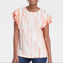 Load image into Gallery viewer, Size XXL Knox Rose Tangerine Orange Tie Dye Lace Ruffle Sleeve Top