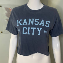 Load image into Gallery viewer, Small Comfort Colors Blue Kansas City Crop Tee