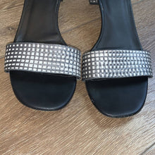 Load image into Gallery viewer, Size 9 VINCE Black & White Checkered Ankle Strap Heels