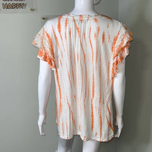 Load image into Gallery viewer, Size XXL Knox Rose Tangerine Orange Tie Dye Lace Ruffle Sleeve Top