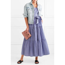 Load image into Gallery viewer, Size 6 J. Crew Garratt Tiered Ruffle Striped Cotton Poplin Maxi Dress