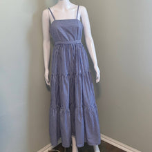 Load image into Gallery viewer, Size 6 J. Crew Garratt Tiered Ruffle Striped Cotton Poplin Maxi Dress