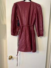 Load image into Gallery viewer, Small BCBG NWT Faux Leather Mini Wrap Dress
