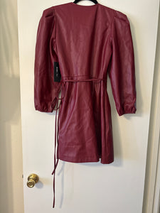 Small BCBG NWT Faux Leather Mini Wrap Dress