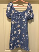 Load image into Gallery viewer, Medium Altar’d State Boho Blue Floral Embroidered Mini Dress
