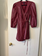 Load image into Gallery viewer, Small BCBG NWT Faux Leather Mini Wrap Dress
