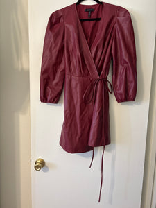 Small BCBG NWT Faux Leather Mini Wrap Dress
