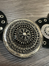 Load image into Gallery viewer, Faux Black Leather Western Disc-Style Concho Belt
