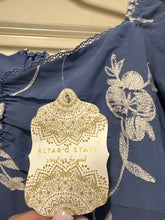Load image into Gallery viewer, Medium Altar’d State Boho Blue Floral Embroidered Mini Dress

