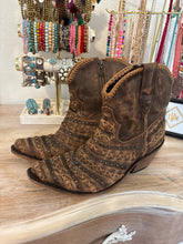 Load image into Gallery viewer, Size 10 Liberty Black Leather Western Boho Pointy Toe Ankle Cowboy Boots
