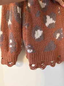 Medium Loveriche Frayed Edge Leopard Cardigan