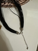 Load image into Gallery viewer, Western Black Multi-Strand Cord Necklace With Silver-Tone Tube Accents
