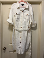 22/24 Ashley Stewart NWT Ivory Denim Button Down Western Dress