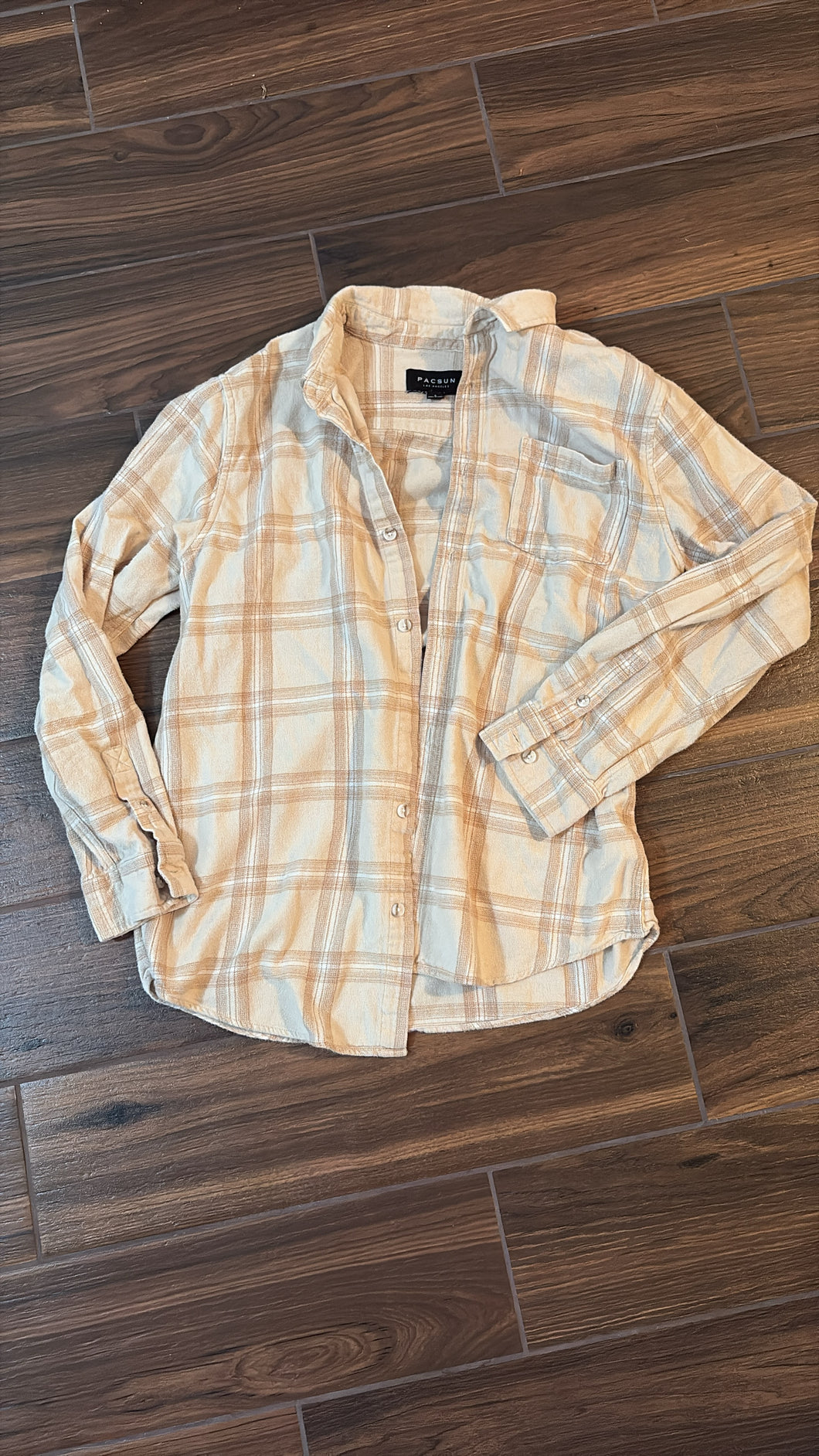 Large Pacsun Neutral Flannel Button Up Top
