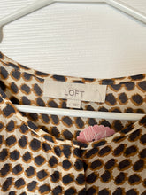 Load image into Gallery viewer, Large Loft Neutral Polka Dot Silk Button Up Blouse
