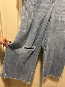 Size 18 Eloquii NWOT Plus Size Wide Leg Raw Hem Denim Jumpsuit