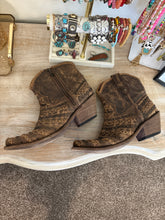 Load image into Gallery viewer, Size 10 Liberty Black Leather Western Boho Pointy Toe Ankle Cowboy Boots
