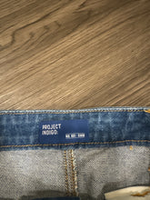 Load image into Gallery viewer, Small High Low Fringe Denim Skirt
