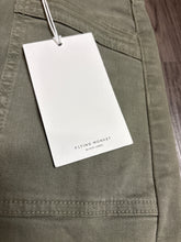 Load image into Gallery viewer, NWT Flying Monkey Size 24 Knee Length Button Fly Olive Green Denim Skirt
