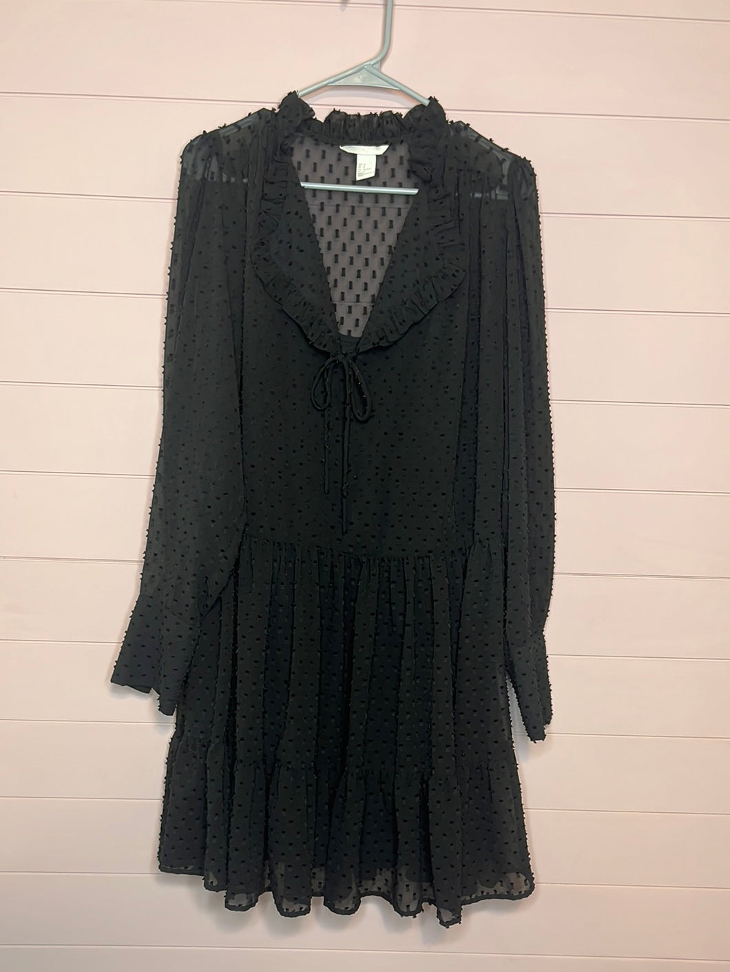 Size 14 H&M Black Plus Size Peasant Style Dress