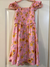 Load image into Gallery viewer, Girls Large 10-12 Floral Flutter-Sleeve Smocked Fit and Flare Dress
