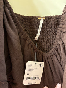 XL Free People NWT Brown Coconut Ruffle Crop Top
