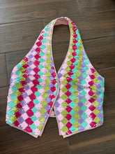 Load image into Gallery viewer, Size 8 Nasty Gal Diamond Sequin Halter Neck Vest
