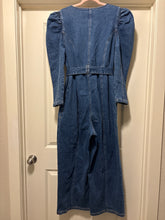 Load image into Gallery viewer, Size 18 Eloquii NWOT Long Puff Sleeve Denim Jumpsuit
