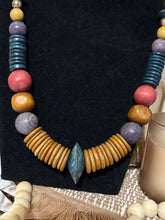 Load image into Gallery viewer, Handmade Boho Mult Color Wooden Beaded Necklace
