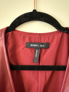 Small BCBG NWT Faux Leather Mini Wrap Dress