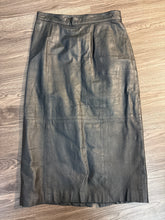 Load image into Gallery viewer, Vintage 11/12 (medium) Black Genuine Leather Straight Skirt
