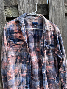 Medium Mens Bleached Flannel Button Up