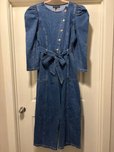 Load image into Gallery viewer, Size 18 Eloquii NWOT Long Puff Sleeve Denim Jumpsuit
