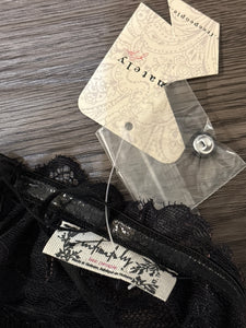 XS Free People Intimately NWT Black Pink Lace Double Date Layer Body Suit