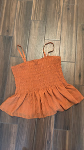 3X Torrid Boho Orange Peplum Smocked Tank Top