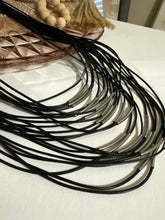 Load image into Gallery viewer, Western Black Multi-Strand Cord Necklace With Silver-Tone Tube Accents
