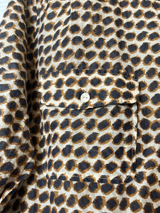 Large Loft Neutral Polka Dot Silk Button Up Blouse