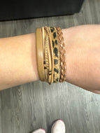 Multilayer Leather Wrap Bracelet With Leopard Print