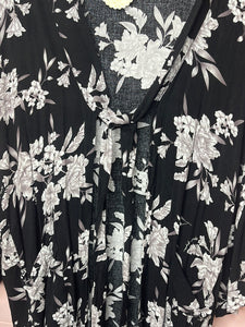 One Size Spiritual Gangster Black Floral Print Kimono