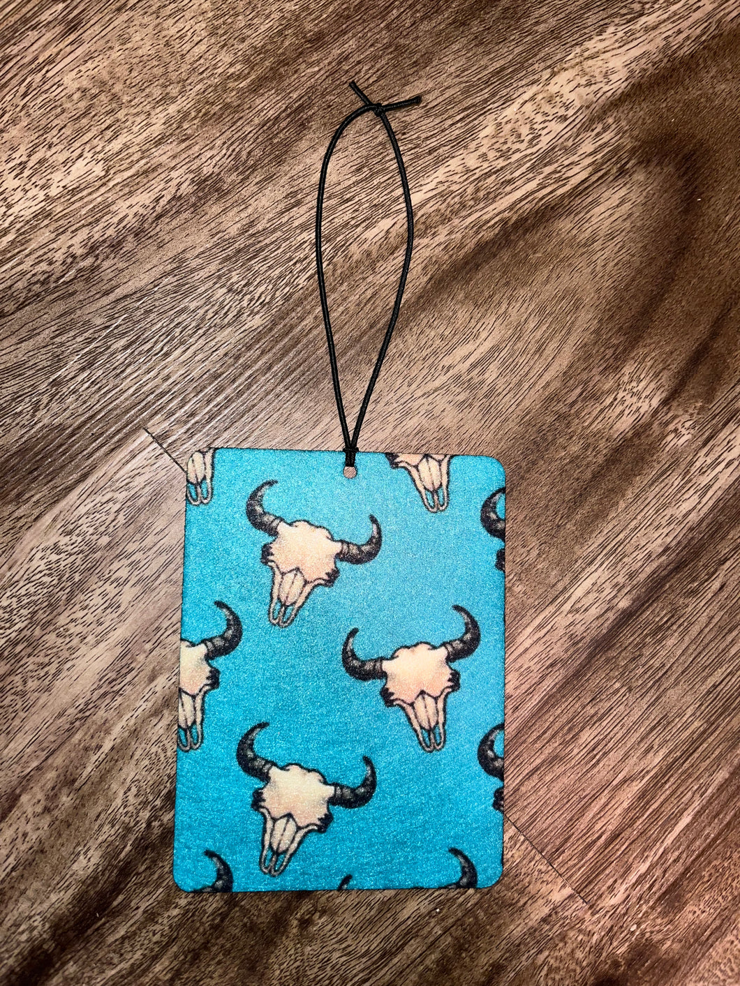 Western Teal Cow Skull Felt Freshie Air Freshener