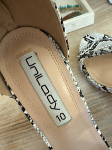 Size 10 Unilady Snakeskin Print Sandal Heels