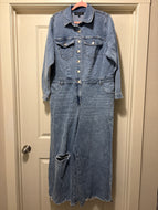 Size 18 Eloquii NWOT Plus Size Wide Leg Raw Hem Denim Jumpsuit