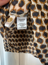 Load image into Gallery viewer, Large Loft Neutral Polka Dot Silk Button Up Blouse
