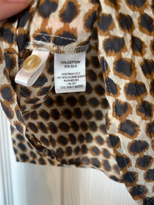 Large Loft Neutral Polka Dot Silk Button Up Blouse