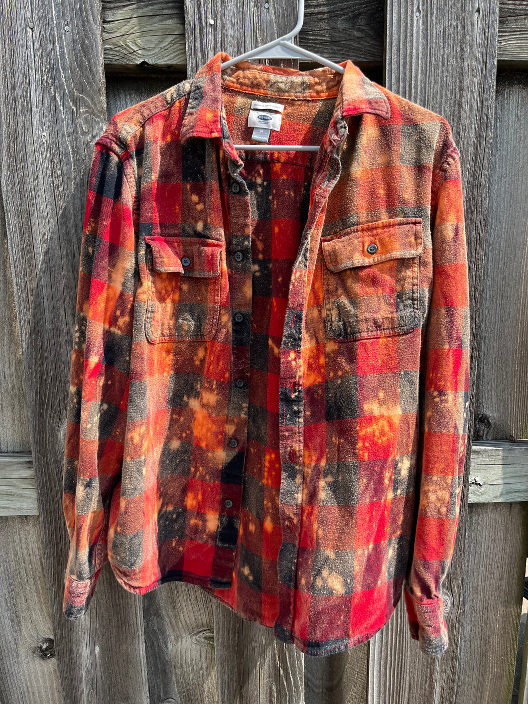 Medium Mens Bleached Flannel Button Up