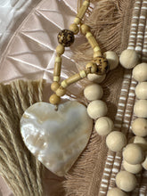 Load image into Gallery viewer, Boho Agate Heart-Shaped Pendant Necklace With Wooden &amp; Nut Beads
