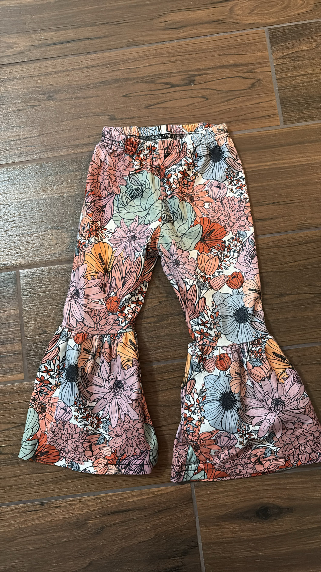 1-2 Year Floral Boho Western Bell Bottoms